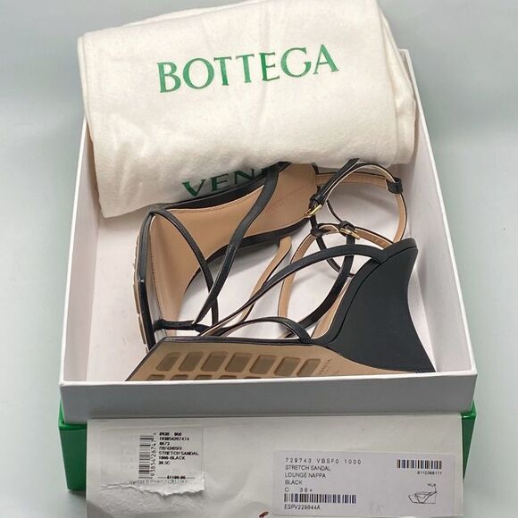 Bottega Veneta Stretch Strappy Wedge Sandals size 38.5 - Picture 12 of 14